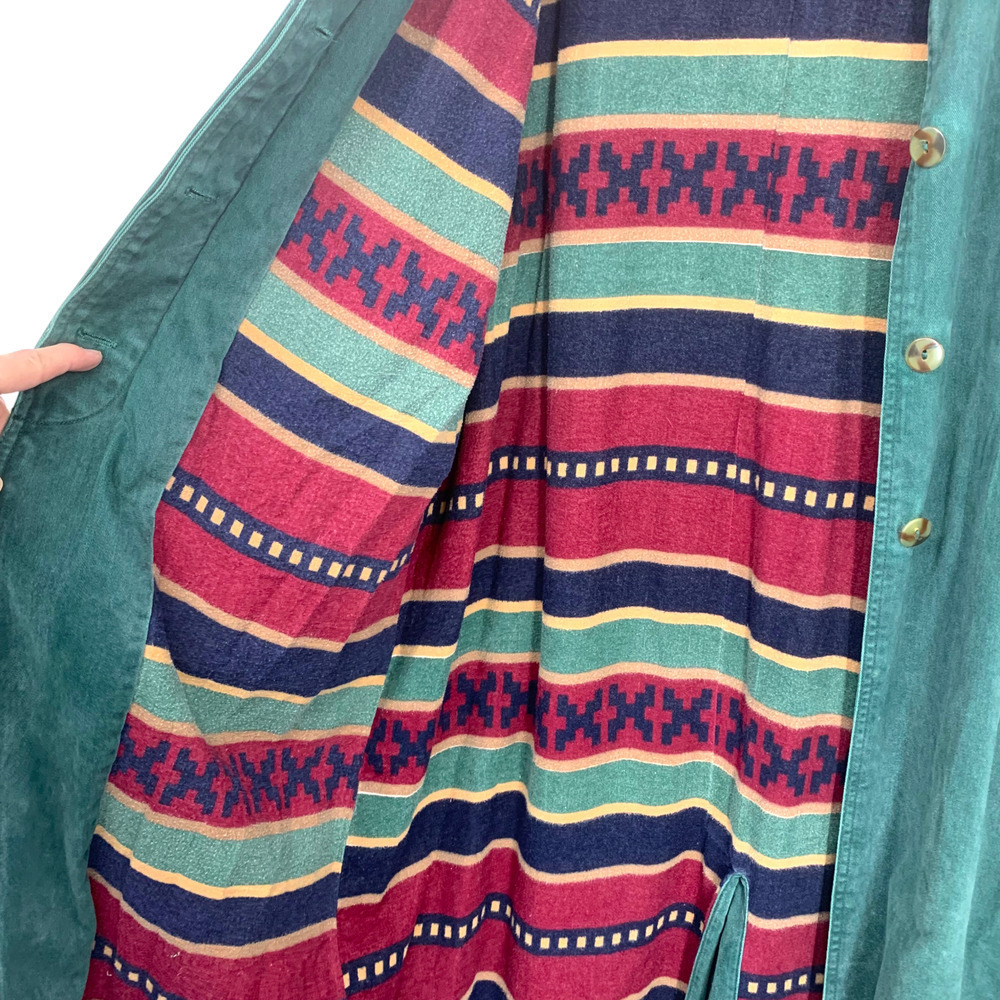 Vtg Brandon Thomas Southwestern Western Duster Coat Aztec Tribal Flannel Sz M - Picture 5 of 10
